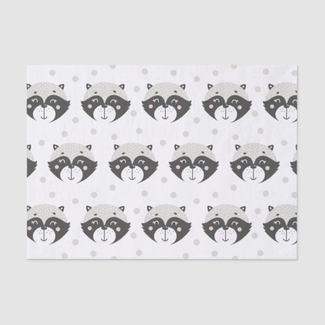 Papier Mousseline Cute Racoon Motif - Enfants (Recto)