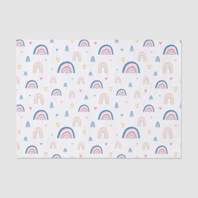 Papier Mousseline Cute Rainbows & Hearts Motif (Recto)