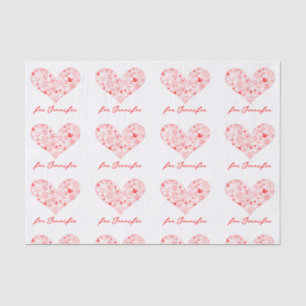 Papier Mousseline Cute Red Valentine's Day Floral Heart Nom personna