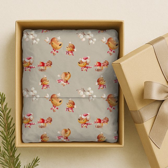 Papier Mousseline Cute Reindeer Holiday (Créateur téléchargé)