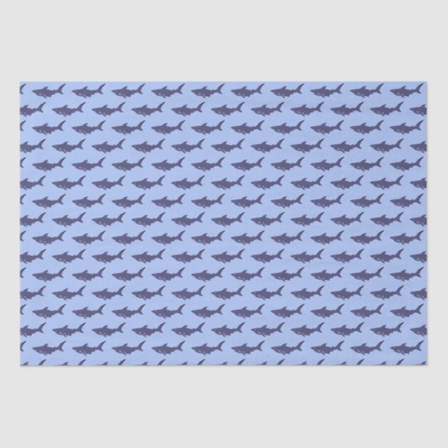 Papier Mousseline Cute requin Bébé Aquarelle Bleu Anniversaire Enfan (Recto)
