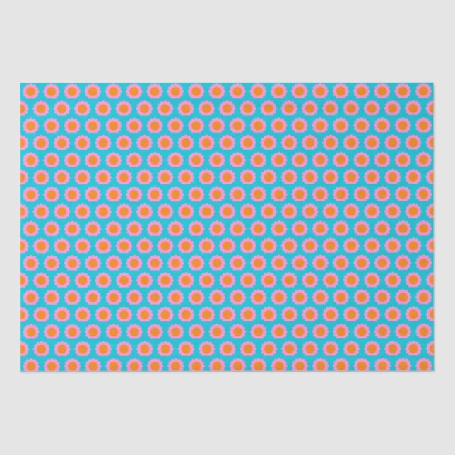 Papier Mousseline Cute Retro 60s Turquoise Mod Motif   (Recto)