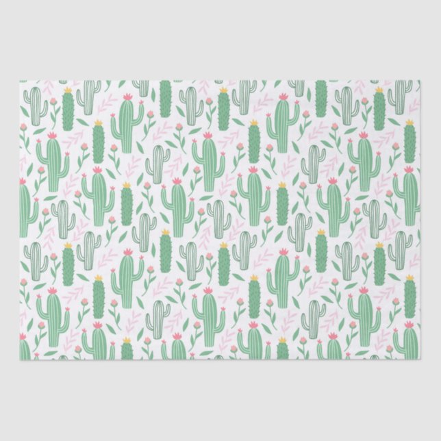 Papier Mousseline Cute Retro Cactus Baby shower Floral Succulent (Recto)
