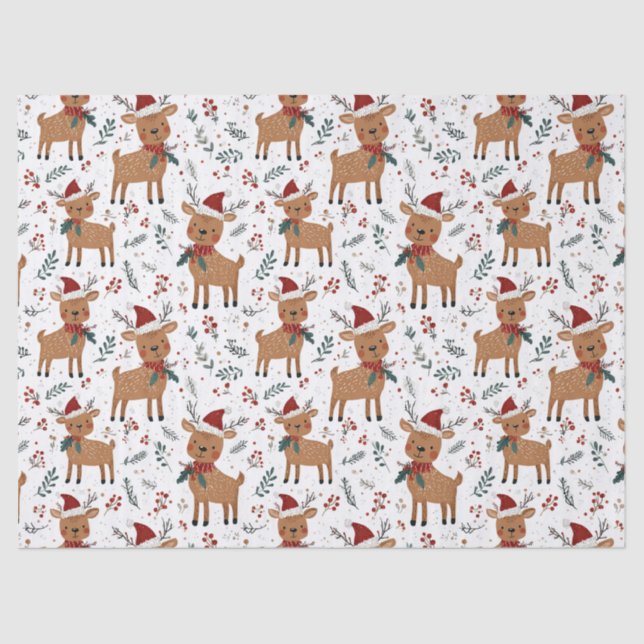 Papier Mousseline Cute Retro Reindeer Christmas (Recto)