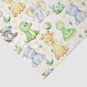 Papier Mousseline Cute Safari Animaux Papier Tissu