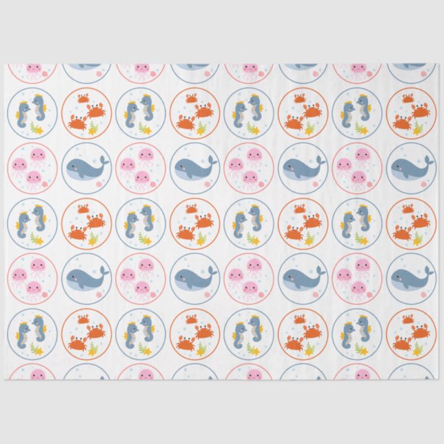 Papier Mousseline Cute Sea-life Collection 6b Artisanat (Recto)
