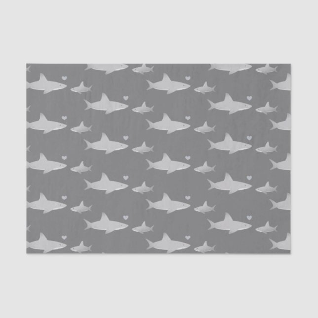Papier Mousseline Cute Sharks Solid Grey Arrière - plan | BABY SHOWE (Recto)