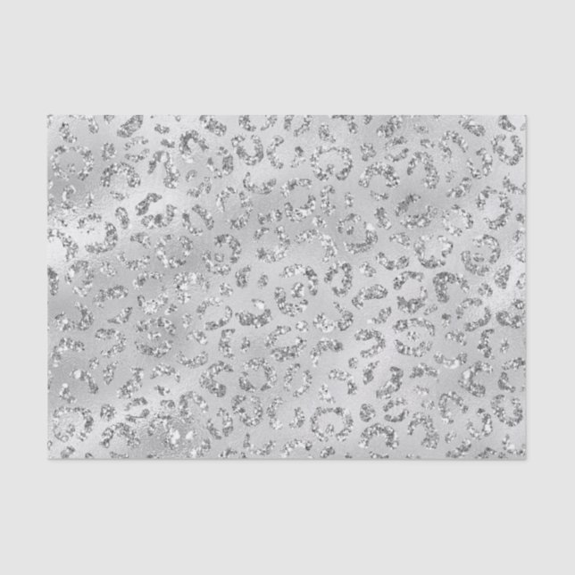 Papier Mousseline Cute Silver Cheetah Leopard Motif d'impression (Recto)