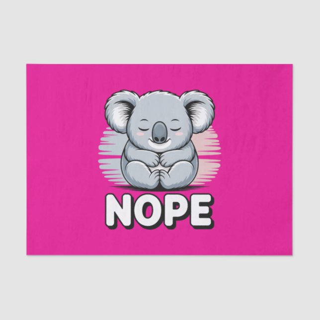 Papier Mousseline Cute Sleeping Koala “Nope” Funny Cartoon (Recto)