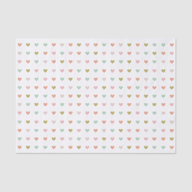 Papier Mousseline Cute Soft Pastel Motif de Coeurs (Recto)