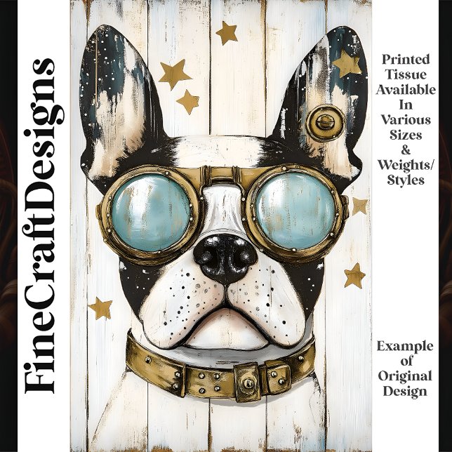 Papier Mousseline Cute Steampunk Boston Terrier Dog K6 Découpage (Créateur téléchargé)