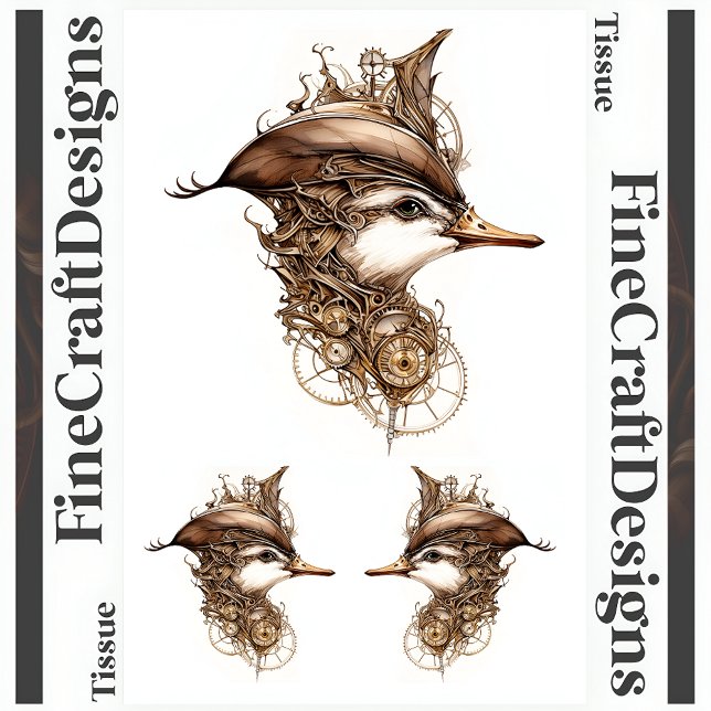 Papier Mousseline Cute Steampunk Canard Gears Cogs Casquette Découpa (Créateur téléchargé)