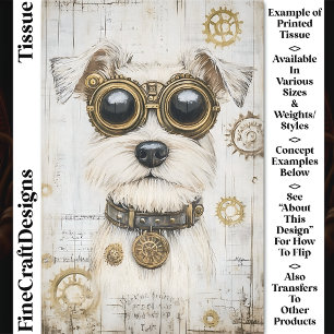 Papier Mousseline Cute Steampunk Chien blanc en lunettes CY4 Découpa