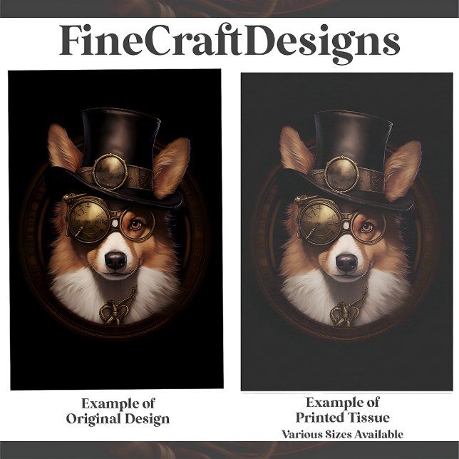 Papier Mousseline Cute Steampunk Cute Welsh Corgi Chien D5L Découpag (Créateur téléchargé)