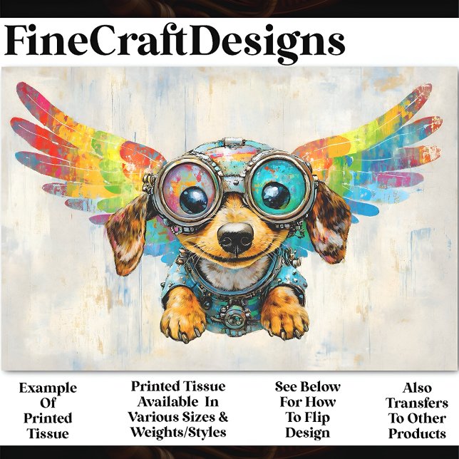 Papier Mousseline Cute Steampunk Dachshund Avec Ailes AV8 Découpage (Créateur téléchargé)