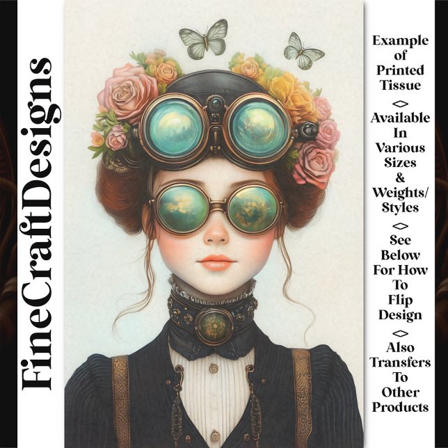 Papier Mousseline Cute Steampunk Girl Avec Fleurs Z8 Découpage (Créateur téléchargé)