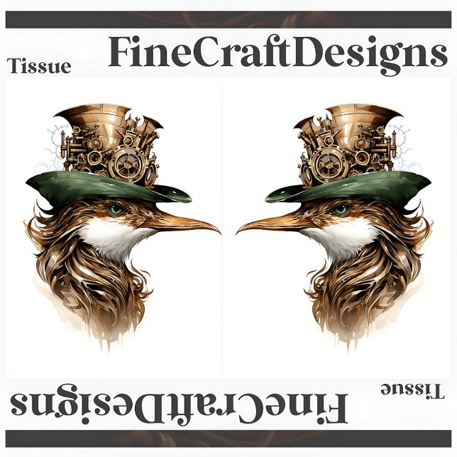 Papier Mousseline Cute Steampunk Oiseaux engrenages Cogs Casquette D (Créateur téléchargé)