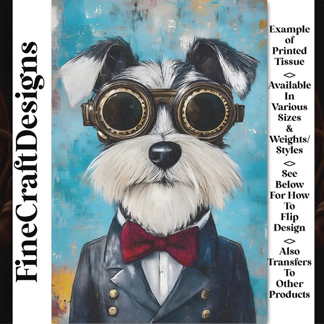 Papier Mousseline Cute Steampunk Schnauzer Chien, Cravate Bow Z9 Déc (Créateur téléchargé)