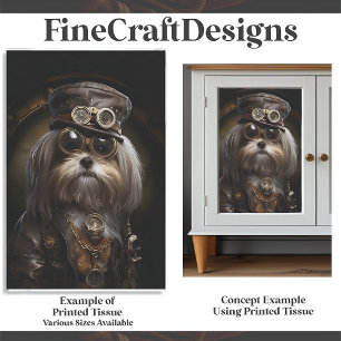 Papier Mousseline Cute Steampunk Shih Tzu Peinture Chien D4R Découpa