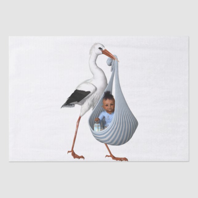 Papier Mousseline Cute Stork & Baby Baby shower moderne (Recto)