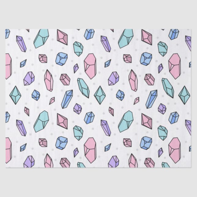 Papier Mousseline Cute tendance Pastel Gemstones Gems Crystal Motif (Recto)