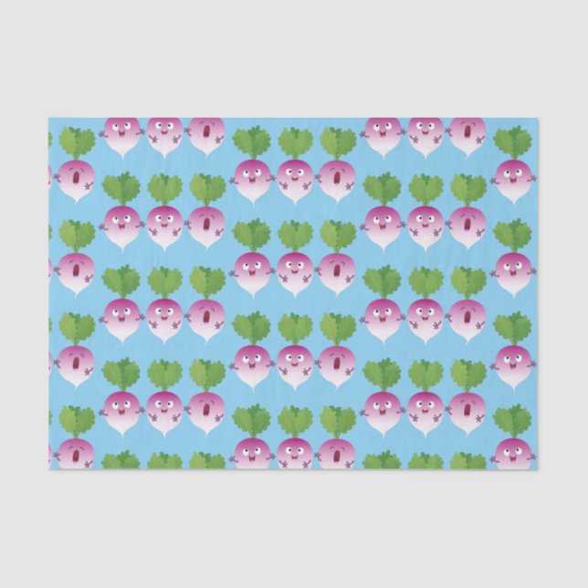 Papier Mousseline Cute turnip légumes trio chanter dessin animé (Recto)