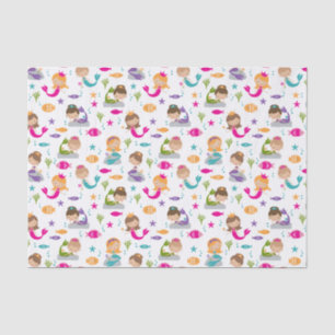 Papier Mousseline Cute Under the Sea Mermaid Tissu Paper