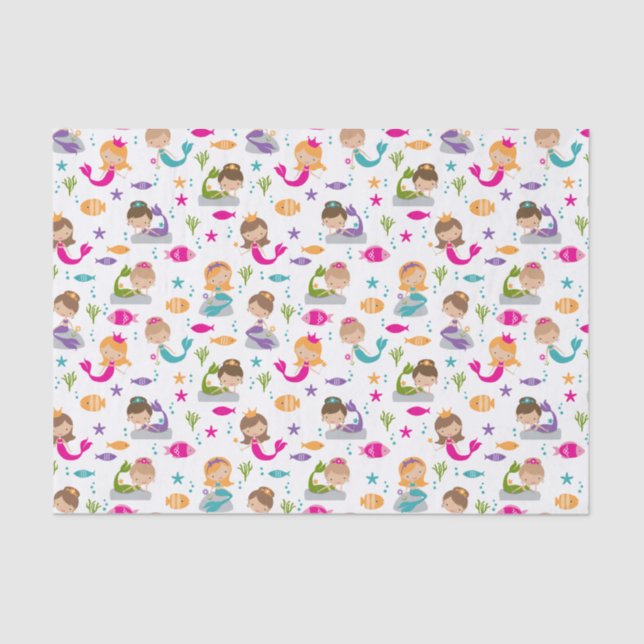 Papier Mousseline Cute Under the Sea Mermaid Tissu Paper (Recto)
