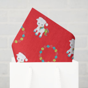 Papier Mousseline Cute Unicorn Arc-en-ciel Fêtes de Noël Florales