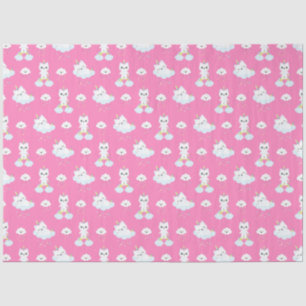 Papier Mousseline Cute Unicorn Chats Hot Rose Motif