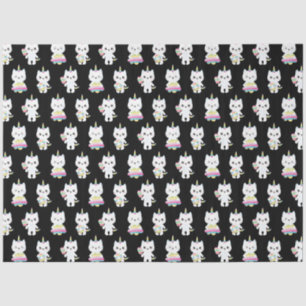 Papier Mousseline Cute Unicorn Chats Motifs noirs