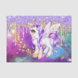 Papier Mousseline Cute unicorne magique galaxie de parties scintilla