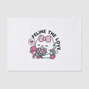 Papier Mousseline Cute Valentine's Cat Design - Feline the Love