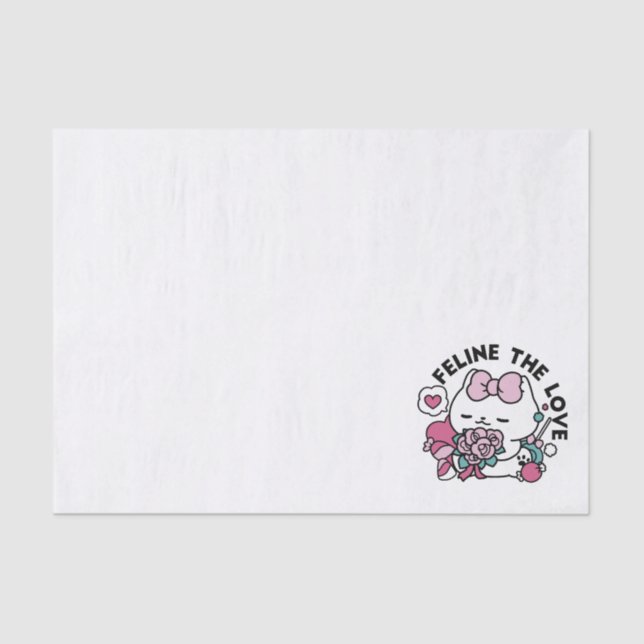Papier Mousseline Cute Valentine's Cat Design - Feline the Love (Recto)
