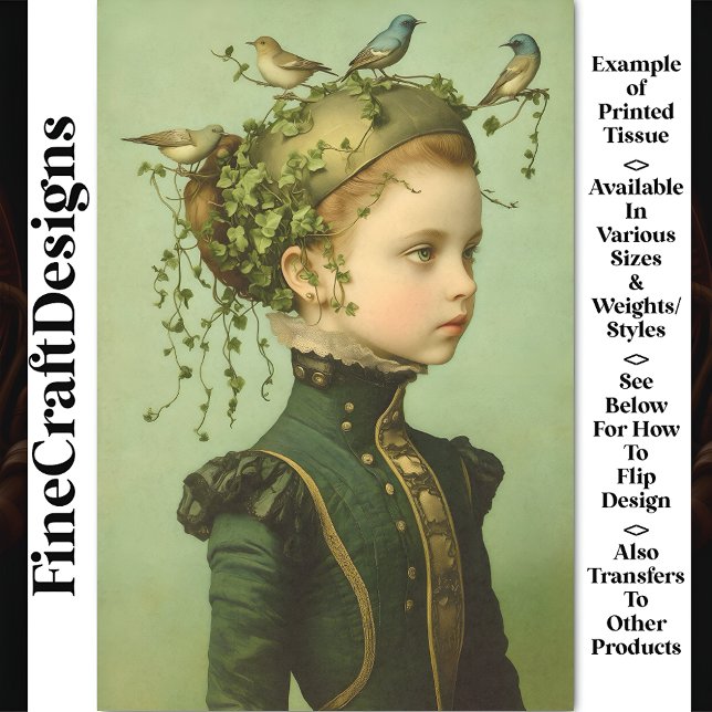 Papier Mousseline Cute Victorian Girl & Vines & Birds BD9 Découpage (Créateur téléchargé)