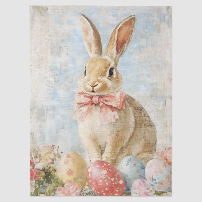 Papier Mousseline Cute Vintage Easter Bunny Decoupage (Recto)