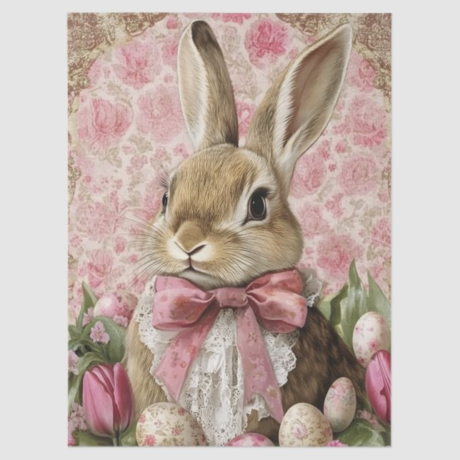 Papier Mousseline Cute Vintage Easter Bunny Decoupage (Recto)