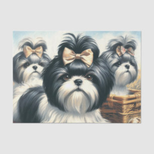 Papier Mousseline Cute Vintage peinture Shih-Tzu