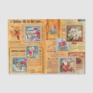 Papier Mousseline Cute Vintage Santas and Newspaper Collage