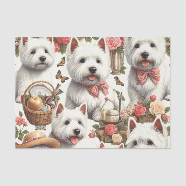 Papier Mousseline Cute West Highland White Terrier sans fil (Recto)