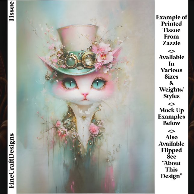 Papier Mousseline Cute Whimsical Chat en Steampunk Casquette EE8R Dé (Créateur téléchargé)