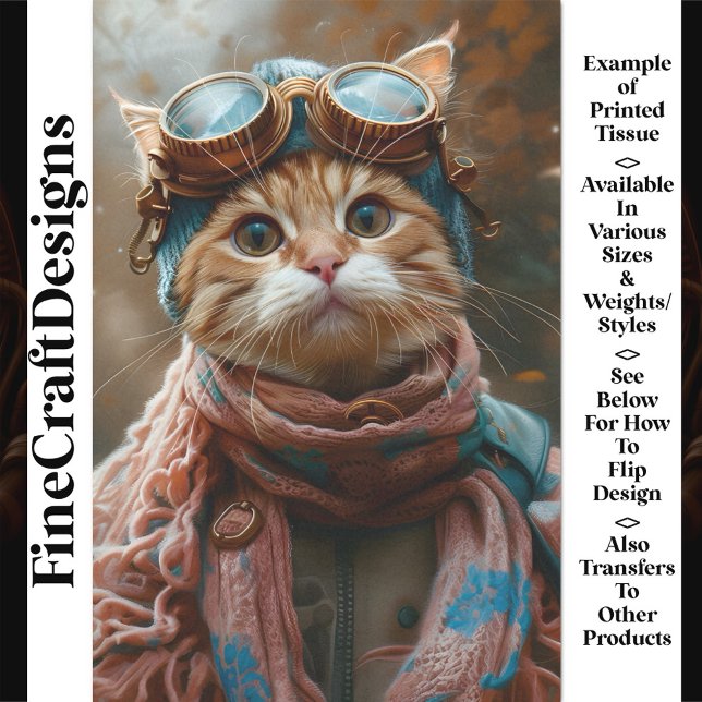 Papier Mousseline Cute Whimsical Chat Steampunk Goggings AY2 Decoupa (Créateur téléchargé)