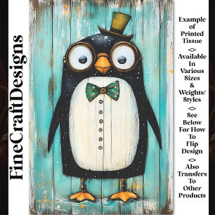 Papier Mousseline Cute Whimsy Steampunk Penguin En Casquette BR9 Déc