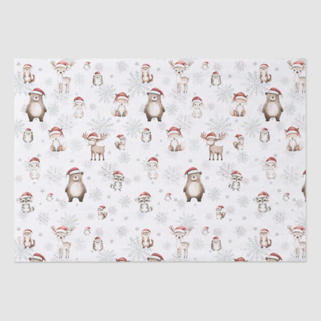 Papier Mousseline Cute Woodland Animaux Hiver Wonderland Découpage (Recto)