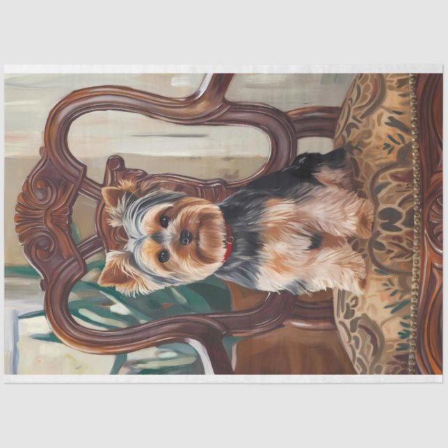 Papier Mousseline Cute Yorkshire Terrier Yorkie Portrait Peinture (Recto)