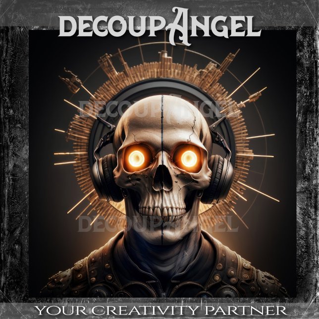 Papier Mousseline Cyber Skull Symphony Decoupage (Créateur téléchargé)