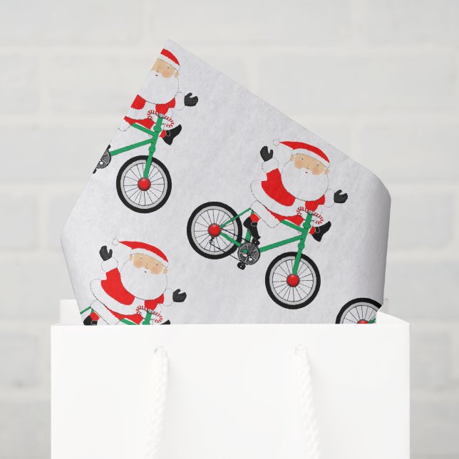 Papier Mousseline Cycliste Vélo de Noël (Sac cadeau)
