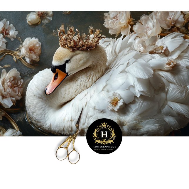 Papier Mousseline Cygne à couronne d'or avec découpage Florales (Créateur téléchargé)
