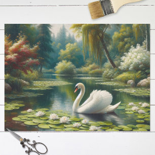 Papier Mousseline Cygne blanc sur le lac Impressionnisme Découpage