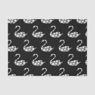 Papier Mousseline Cygne de diamant blanc élégant sur fond noir